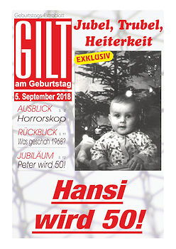 Beispiel für Titelseite bei Geburtstagszeitung Gilt