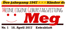 Geburtstagszeitung Meg Titellayout