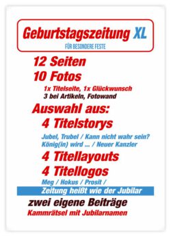 Die Daten der Geburtstagszeitung XL