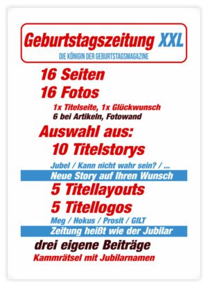 Die Daten der Geburtstagszeitung XXL