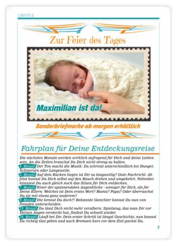 Geburtskarte als Zeitung in TürkisGrün kräftig: Seite 7