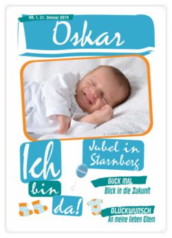 Titelseite Geburtskarte Stil Oskar