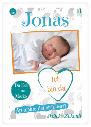 Titelseite Geburtskarte Stil Jonas