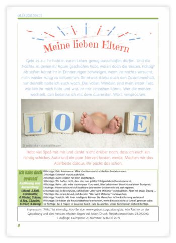 Geburtskarte als Zeitung in BlauGrün pastell: Seite 8