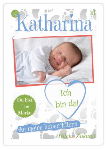 Titelseite Geburtskarte Stil Katharina