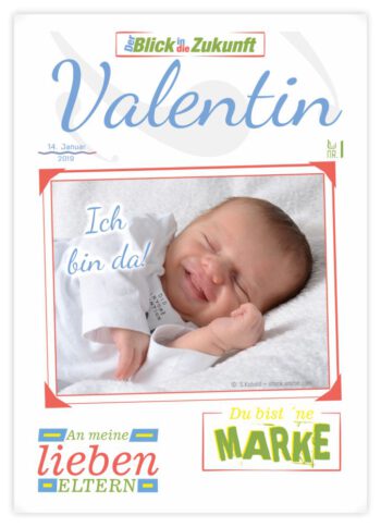Titelseite Geburtskarte Stil Valentin