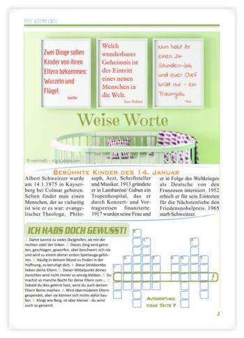 Geburtskarte als Zeitung in BlauGrün pastell: Seite 3