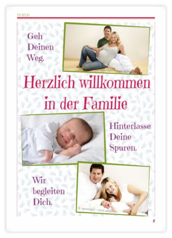 Geburtskarte als Zeitung in GrünRot: Seite 5