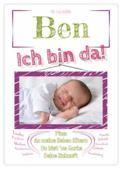 Titelseite Geburtskarte Stil Ben