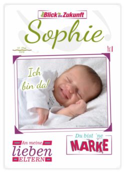 Titelseite Geburtskarte Stil Sophie