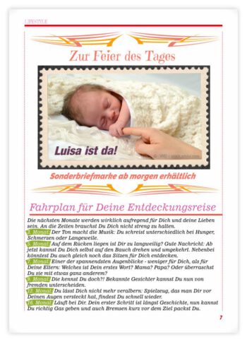 Geburtskarte als Zeitung in RosaRot: Seite 7