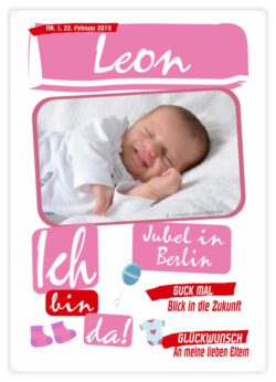 Titelseite Geburtskarte Stil Leon