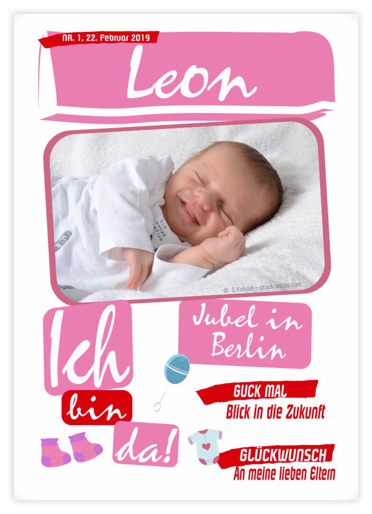 Titelseite Geburtskarte Stil Leon