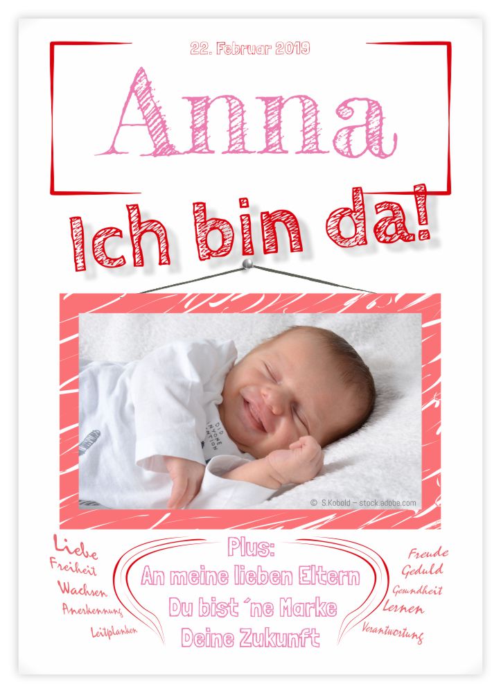 Titelseite Geburtskarte Stil Anna