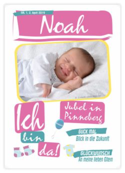 Titelseite Geburtskarte Stil Noah