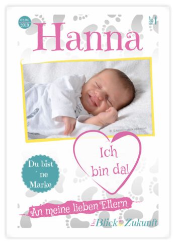 Titelseite Geburtskarte Stil Hanna