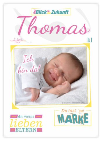 Titelseite Geburtskarte Stil Thomas