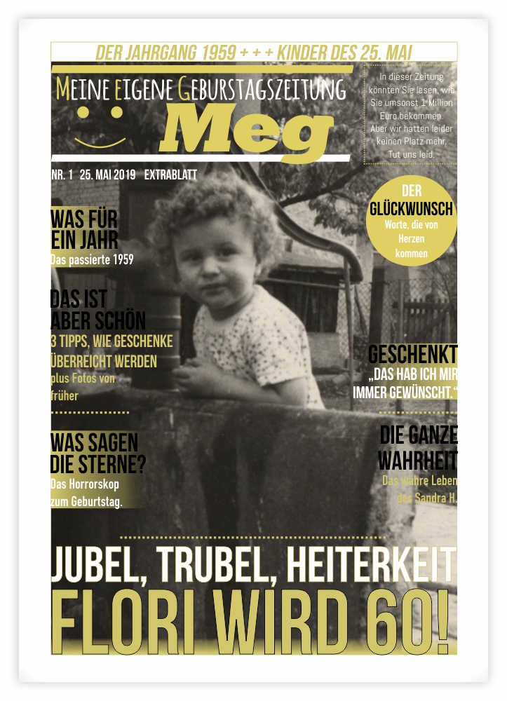 Geburtstagszeitung Cover "Gerade Linie"