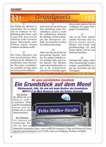 Geburtstagszeitung Beispiel Festordnung