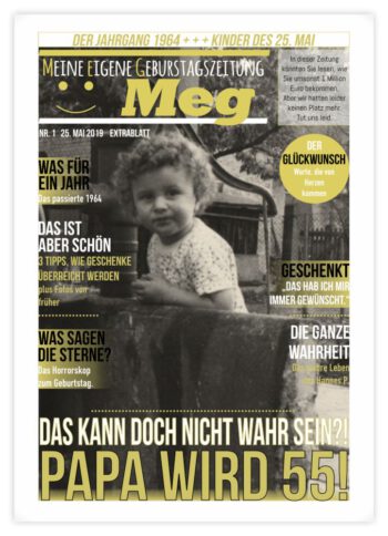 Geburtstagszeitung-Cover "Gerade Linie" und Drama-Story