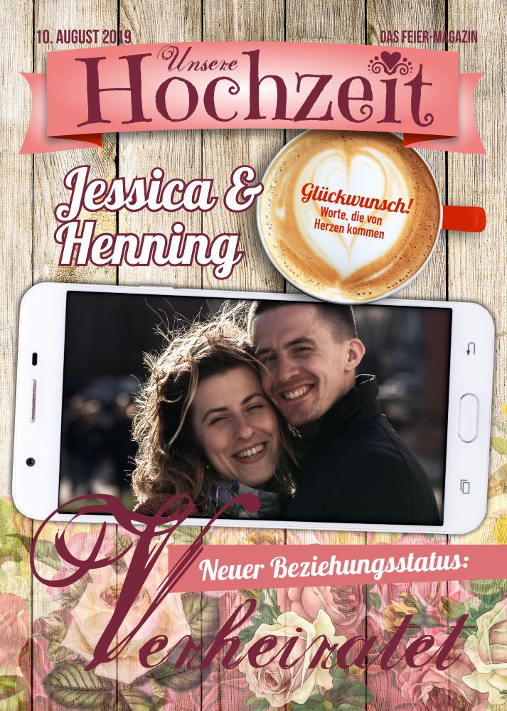 Cover 3 der Hochzeitszeitung im romantischen Stil