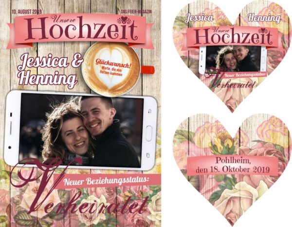 Bierdeckel zur Hochzeit - Stil "Romantisch" - Cover "Neuer Beziehungsstatus" – Bild 3
