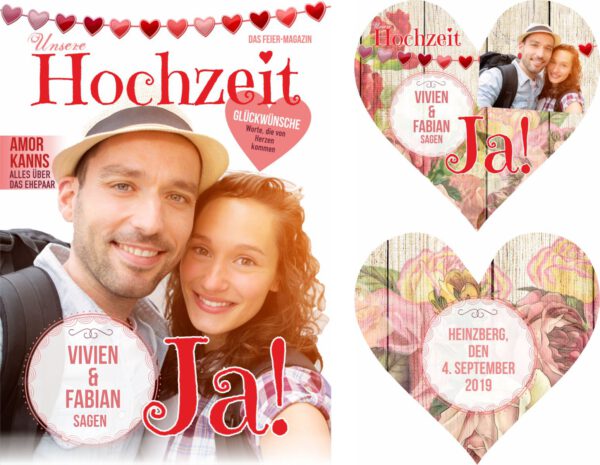 Bierdeckel zur Hochzeit - Stil "Romantisch" - Cover "Ja!" – Bild 3