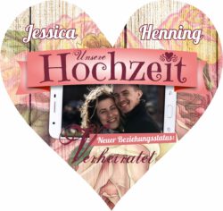 Bierdeckel zur Hochzeit - Stil "Romantisch" - Cover "Neuer Beziehungsstatus"