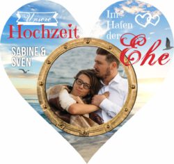 Bierdeckel zur Hochzeit - Stil "Romantisch" - Cover "Im Hafen der Ehe"