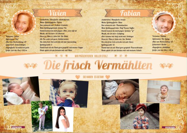 Hochzeitszeitung XL - Stil "Vintage" - Cover "Neuer Beziehungsstatus" – Bild 5